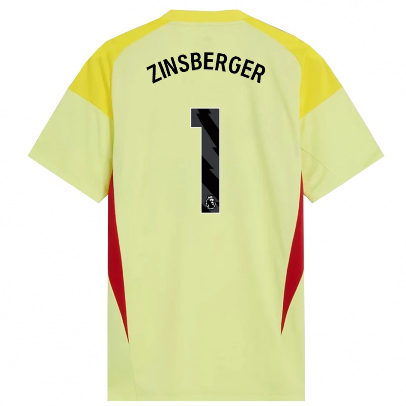 Danxen Mulher Manuela Zinsberger #1 Amarelo Vermelho Preto Camisola Guarda-Redes 2025/26 Camisa