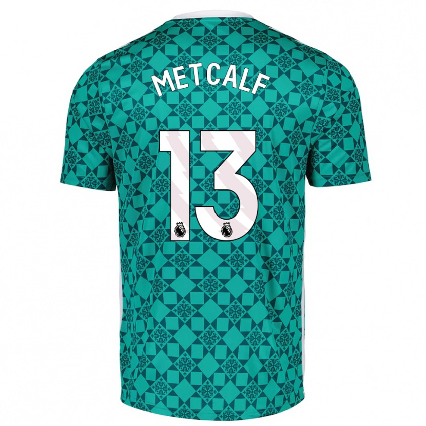 Danxen Mulher Ben Metcalf #13 Verde Branco Camisola Guarda-Redes 2025/26 Camisa