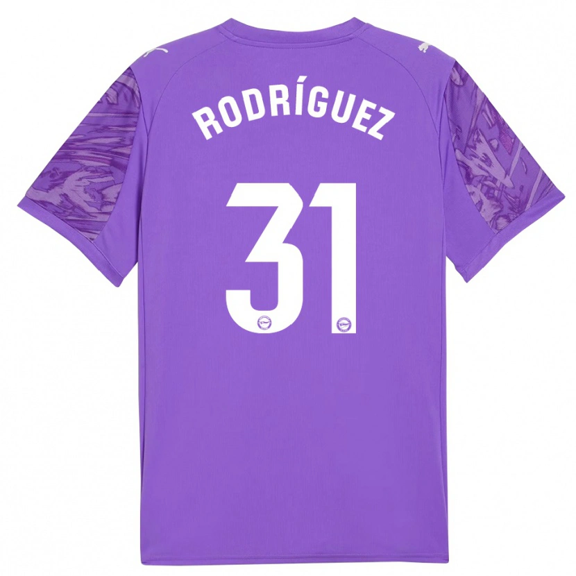 Danxen Mulher Adrián Rodríguez #31 Roxo Branco Camisola Guarda-Redes 2025/26 Camisa