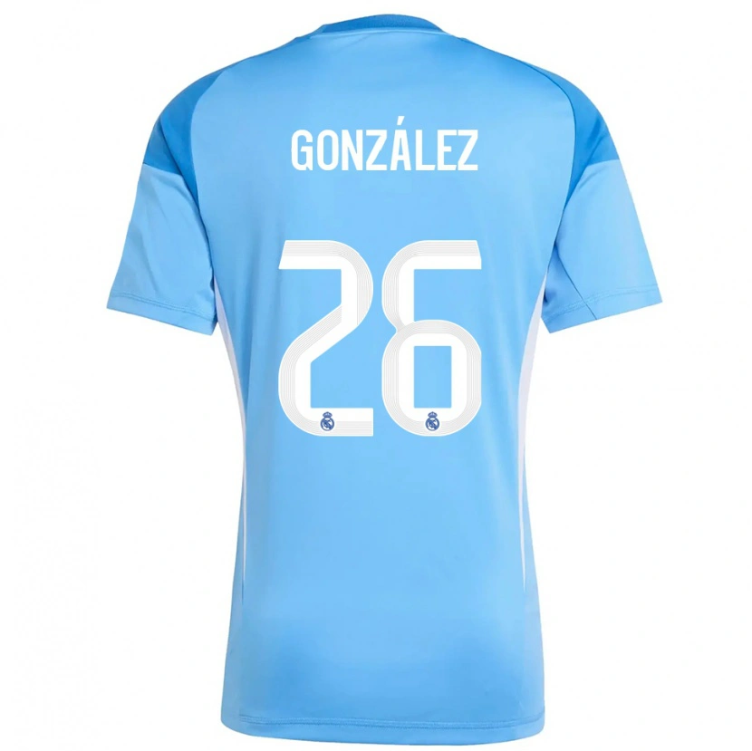 Danxen Mulher Fran González #26 Azul Céu Branco Camisola Guarda-Redes 2025/26 Camisa