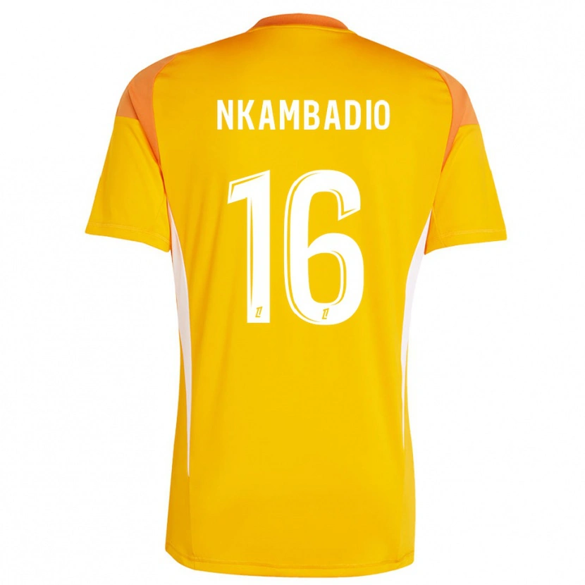 Danxen Mulher Obed Nkambadio #16 Laranja Claro Branco Camisola Guarda-Redes 2025/26 Camisa