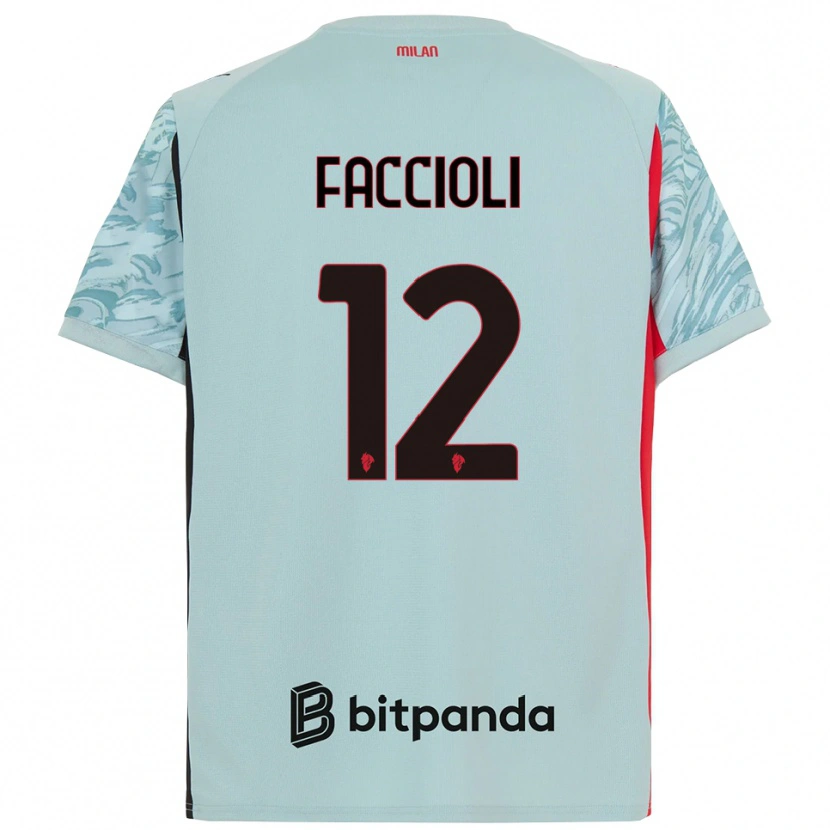 Danxen Mulher Pietro Faccioli #12 Azul Claro Vermelho Camisola Guarda-Redes 2025/26 Camisa