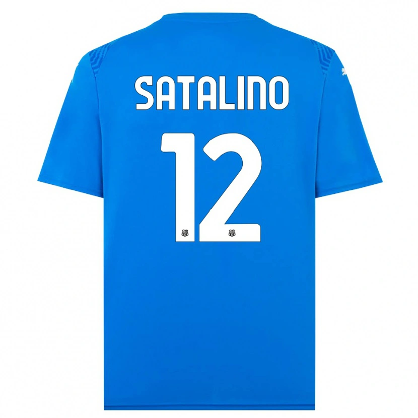 Danxen Mulher Giacomo Satalino #12 Azul Branco Camisola Guarda-Redes 2025/26 Camisa