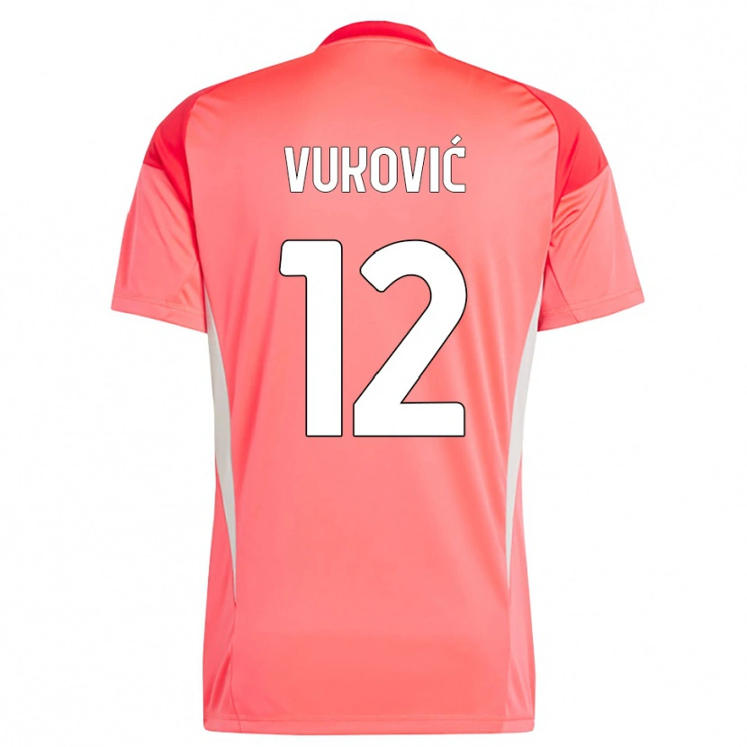 Danxen Mulher Ante Vukovic #12 Branco Vermelho Camisola Guarda-Redes 2025/26 Camisa