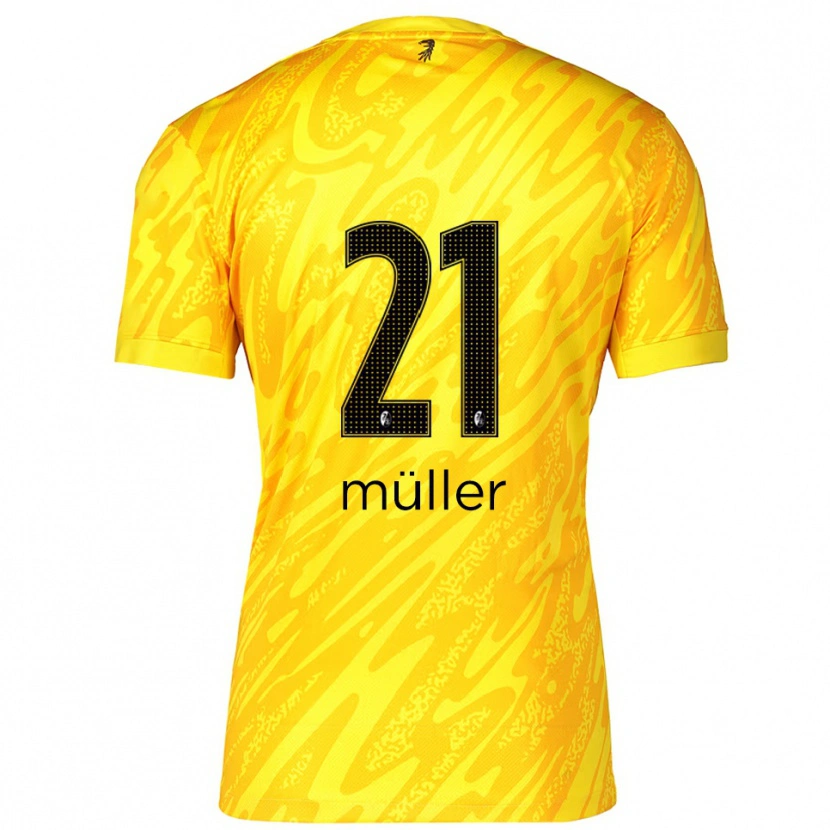 Danxen Mulher Florian Müller #21 Preto Amarelo Camisola Guarda-Redes 2025/26 Camisa