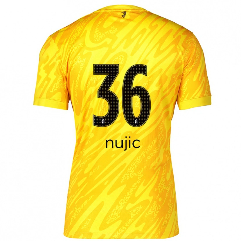 Danxen Mulher Luka Nujic #36 Preto Amarelo Camisola Guarda-Redes 2025/26 Camisa