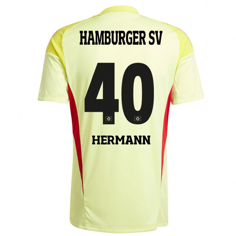 Danxen Mulher Hannes Hermann #40 Vermelho Amarelo Preto Camisola Guarda-Redes 2025/26 Camisa