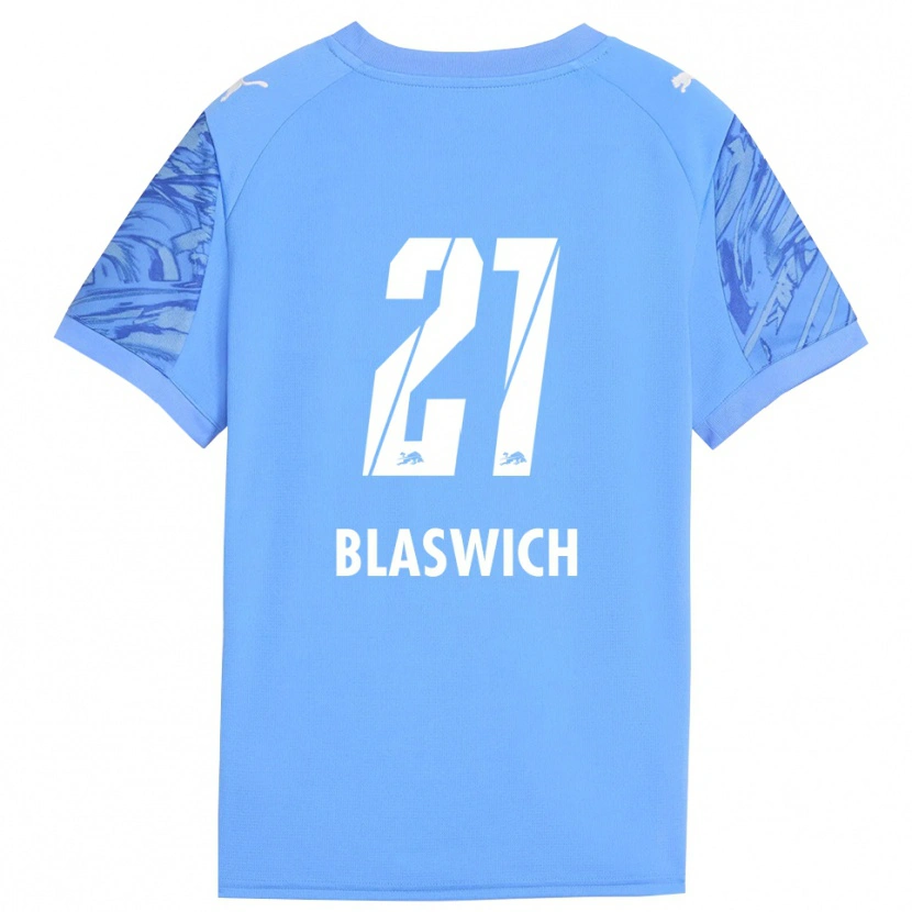 Danxen Mulher Janis Blaswich #21 Azul Real Vermelho Camisola Guarda-Redes 2025/26 Camisa