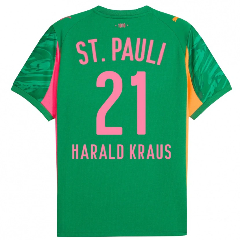 Danxen Mulher Stefan Harald Kraus #21 Rosa Laranja Verde Camisola Guarda-Redes 2025/26 Camisa