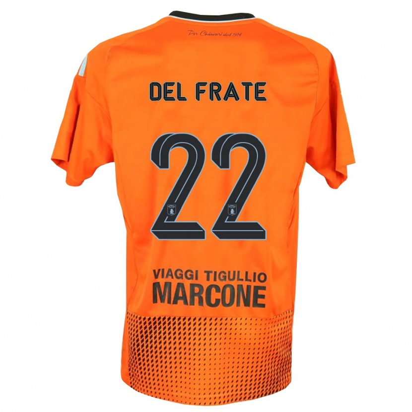 Danxen Mulher Federico Del Frate #22 Laranja Escuro Azul Camisola Guarda-Redes 2025/26 Camisa