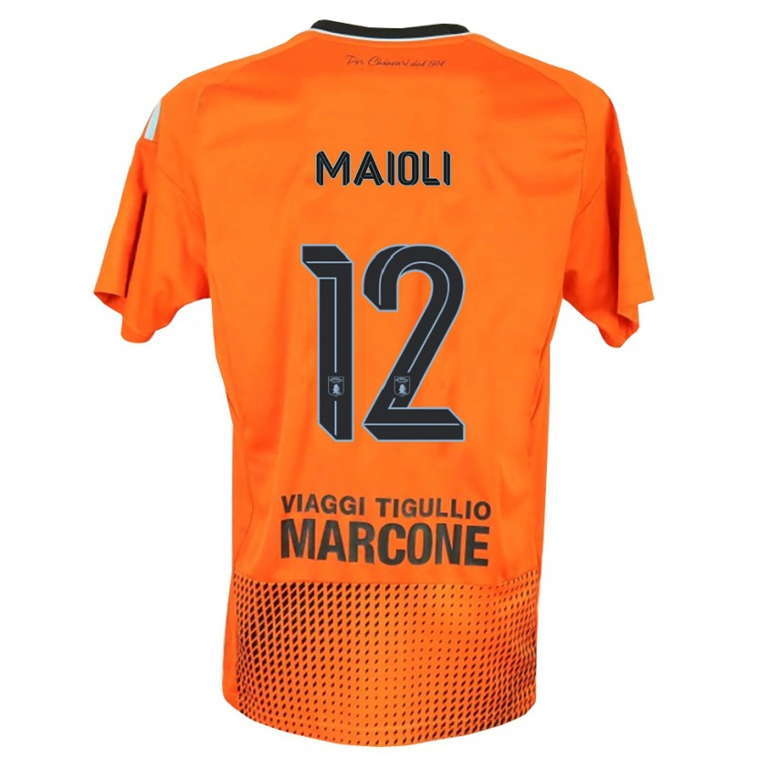 Danxen Mulher Francesco Maioli #12 Laranja Escuro Azul Camisola Guarda-Redes 2025/26 Camisa