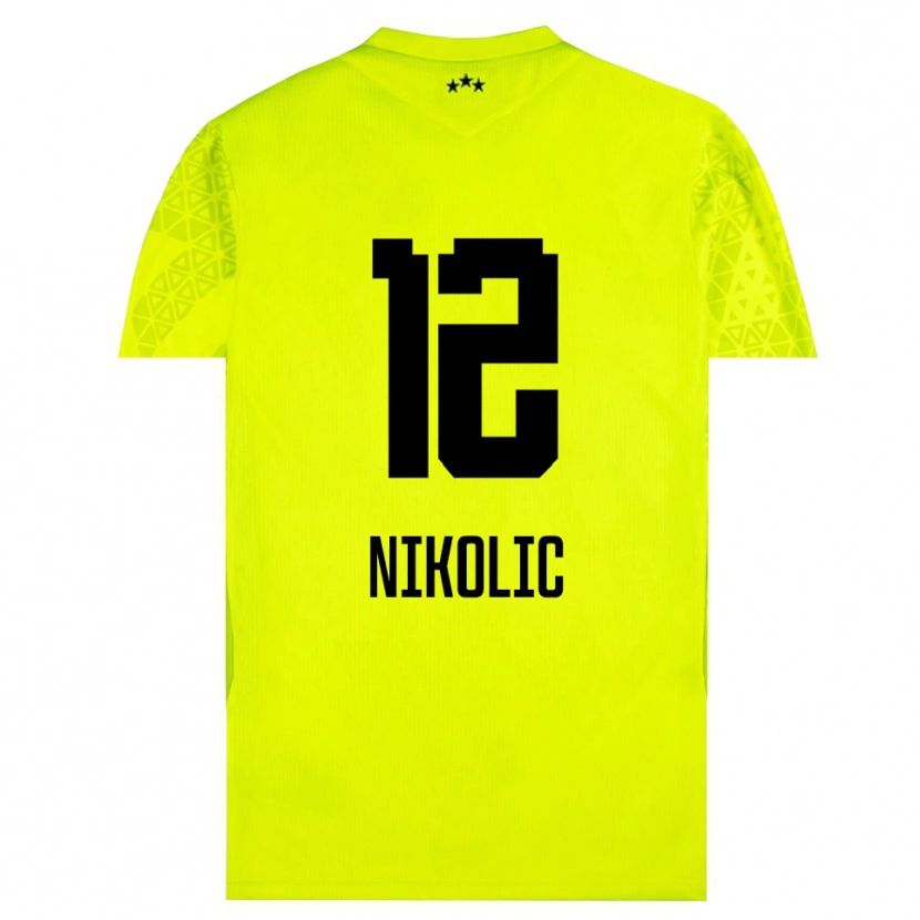 Danxen Mulher Uros Nikolic #12 Preto Verde Amarelo Camisola Guarda-Redes 2025/26 Camisa