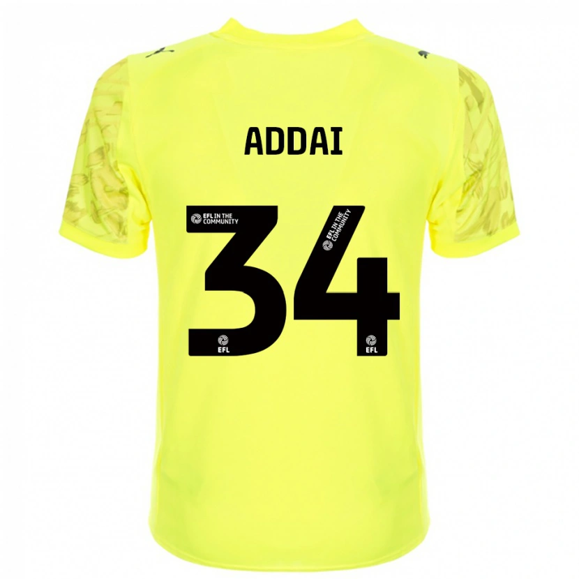 Danxen Mulher Corey Addai #34 Preto Amarelo Camisola Guarda-Redes 2025/26 Camisa