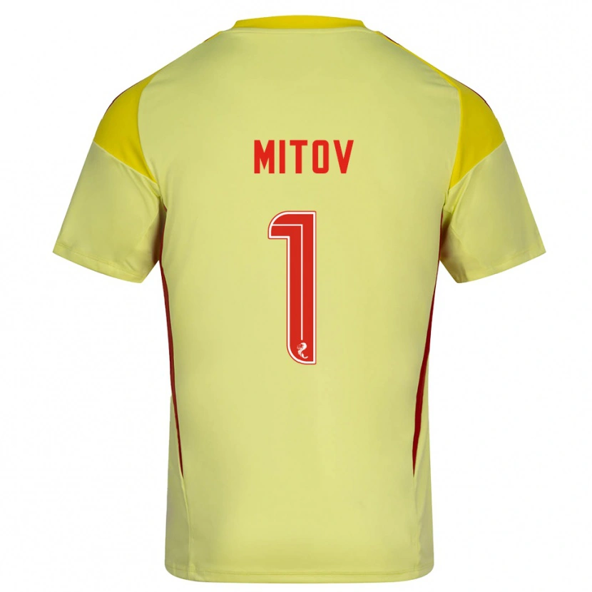 Danxen Mulher Dimitar Mitov #1 Vermelho Amarelo Camisola Guarda-Redes 2025/26 Camisa