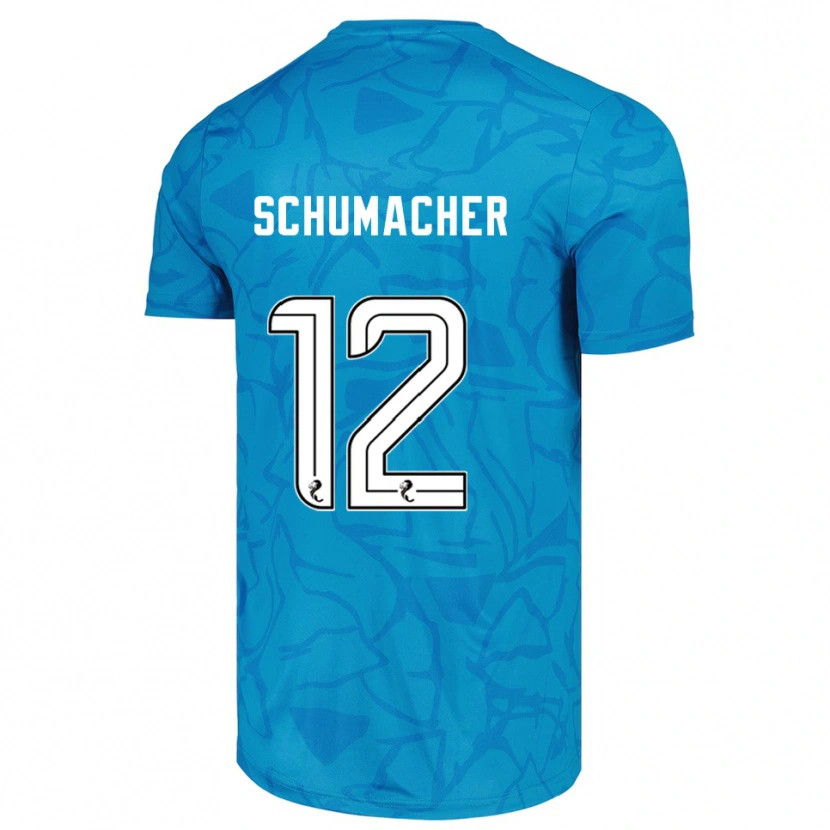 Danxen Mulher Noa Schumacher #12 Branco Azul Camisola Guarda-Redes 2025/26 Camisa