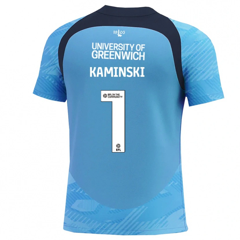 Danxen Mulher Thomas Kaminski #1 Azul Branco Camisola Guarda-Redes 2025/26 Camisa