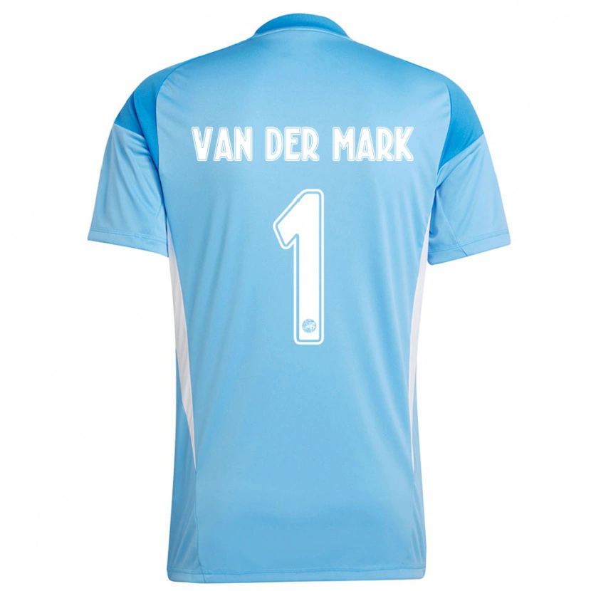 Danxen Mulher Jesper van der Mark #1 Azul Claro Branco Camisola Guarda-Redes 2025/26 Camisa