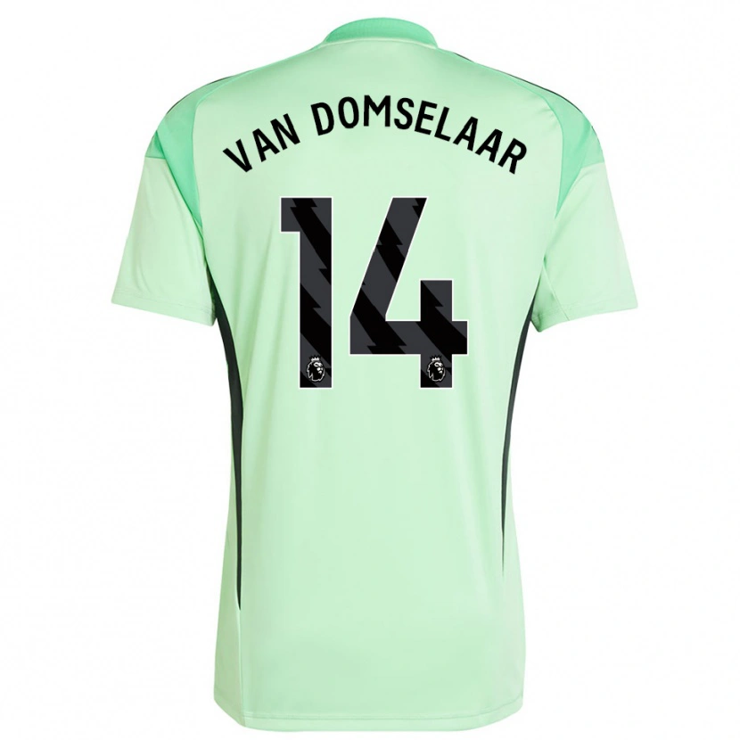 Danxen Mulher Daphne Van Domselaar #14 Verde Claro Preto Camisola Guarda-Redes 2025/26 Camisa