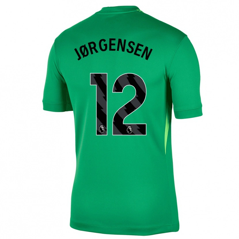 Danxen Mulher Filip Jørgensen #12 Verde Preto Camisola Guarda-Redes 2025/26 Camisa