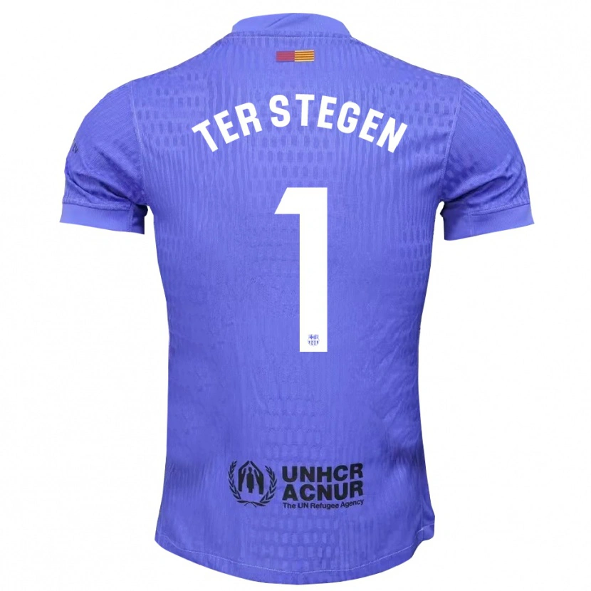 Danxen Mulher Marc-André ter Stegen #1 Azul Preto Camisola Guarda-Redes 2025/26 Camisa