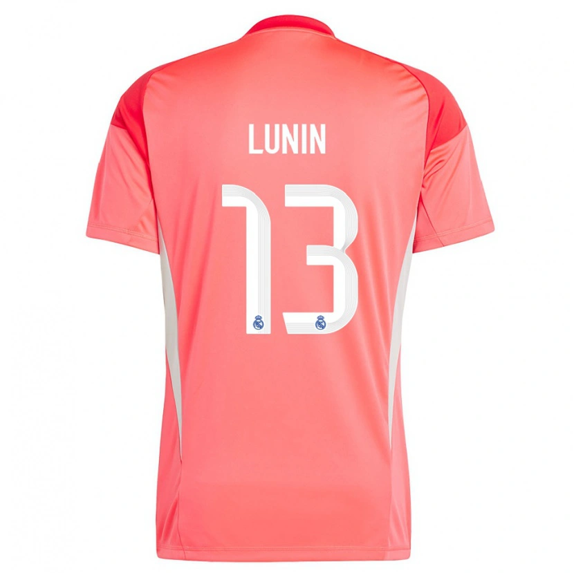 Danxen Mulher Andriy Lunin #13 Laranja Vermelho Branco Camisola Guarda-Redes 2025/26 Camisa