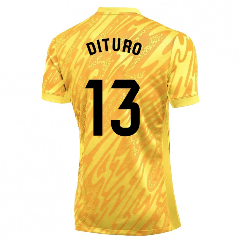 Danxen Mulher Matías Dituro #13 Amarelo Preto Camisola Guarda-Redes 2025/26 Camisa