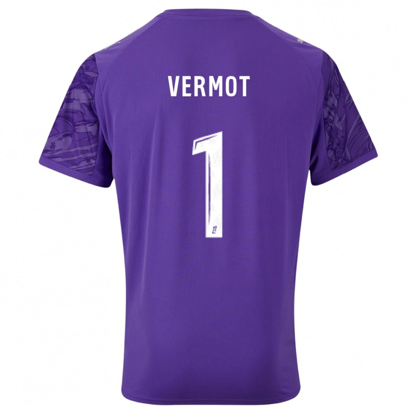 Danxen Mulher Théo Vermot #1 Roxo Branco Camisola Guarda-Redes 2025/26 Camisa