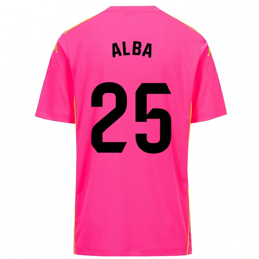 Danxen Mulher Alba Acebes Rodríguez #25 Rosa Profundo Preto Camisola Guarda-Redes 2025/26 Camisa