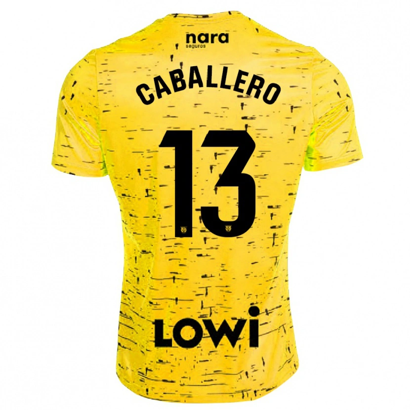 Danxen Mulher Hugo Caballero #13 Amarelo Preto Camisola Guarda-Redes 2025/26 Camisa