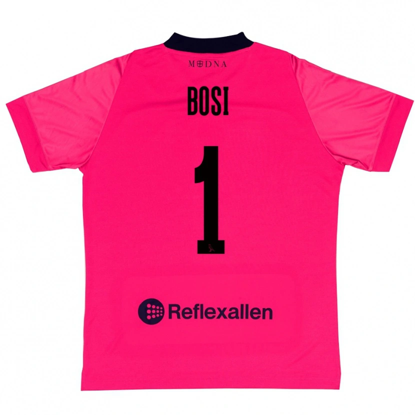Danxen Mulher Matteo Bosi #1 Rosa Profundo Preto Camisola Guarda-Redes 2025/26 Camisa