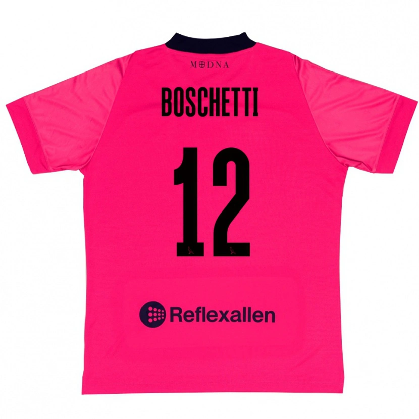 Danxen Mulher Matteo Boschetti #12 Rosa Profundo Preto Camisola Guarda-Redes 2025/26 Camisa