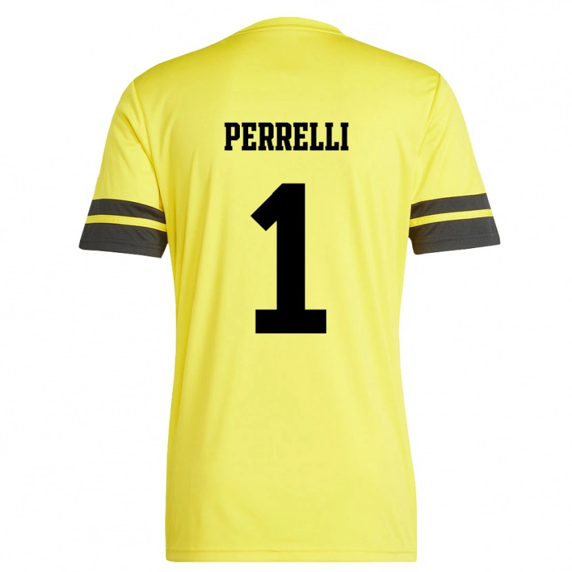 Danxen Mulher Samuele Perrelli #1 Amarelo Preto Camisola Guarda-Redes 2025/26 Camisa