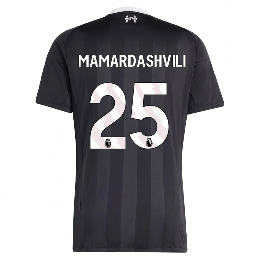 Danxen Mulher Giorgi Mamardashvili #25 Preto Branco Camisola Guarda-Redes 2025/26 Camisa