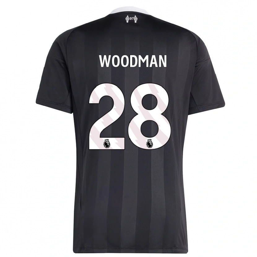 Danxen Mulher Freddie Woodman #28 Preto Branco Camisola Guarda-Redes 2025/26 Camisa