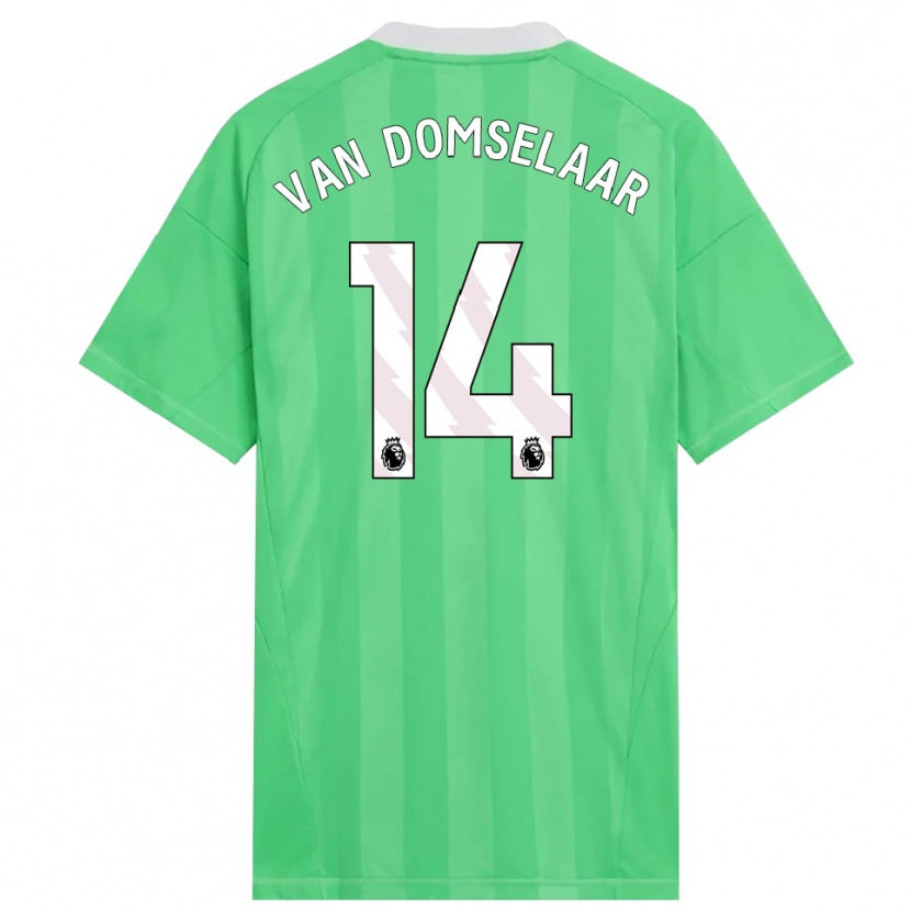 Danxen Mulher Daphne Van Domselaar #14 Verde Claro Branco Camisola Guarda-Redes 2025/26 Camisa