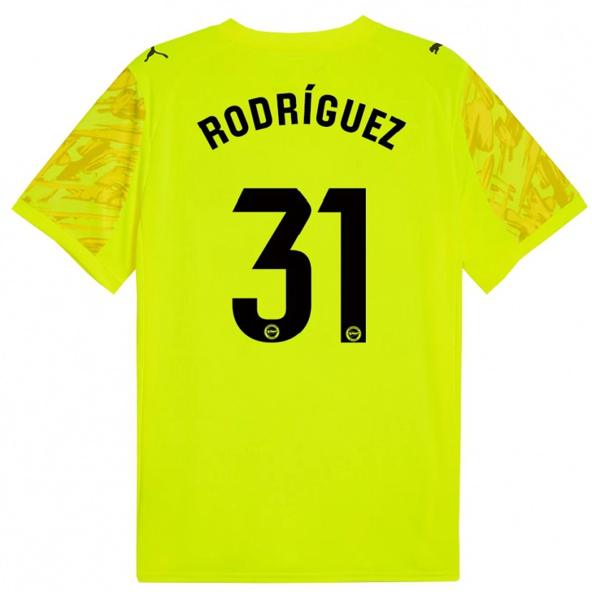 Danxen Mulher Adrián Rodríguez #31 Amarelo Preto Camisola Guarda-Redes 2025/26 Camisa