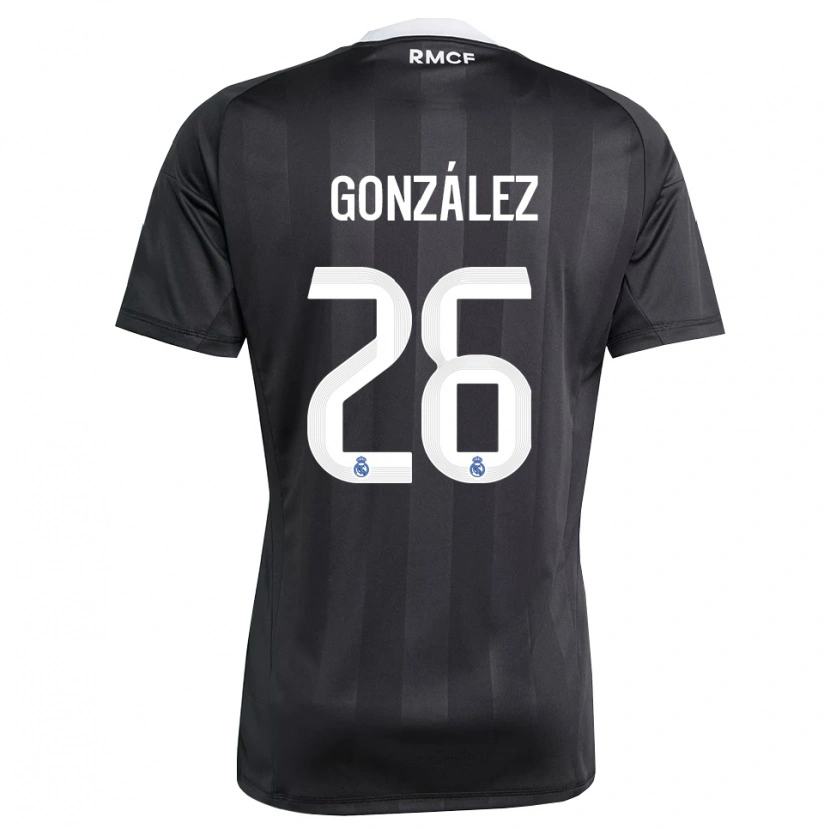 Danxen Mulher Fran González #26 Preto Branco Camisola Guarda-Redes 2025/26 Camisa