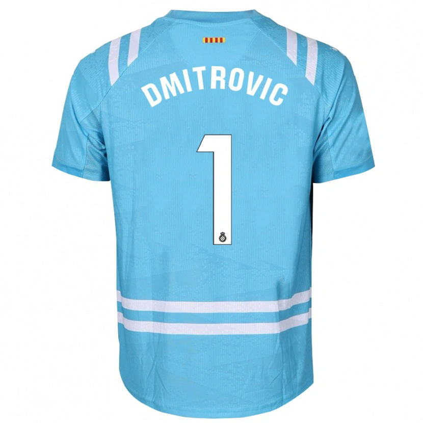 Danxen Mulher Marko Dmitrovic #1 Azul Claro Branco Camisola Guarda-Redes 2025/26 Camisa