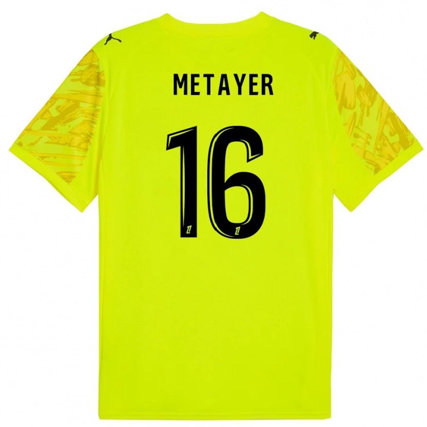 Danxen Mulher Maxence Metayer #16 Verde Fluorescente Amarelo Camisola Guarda-Redes 2025/26 Camisa