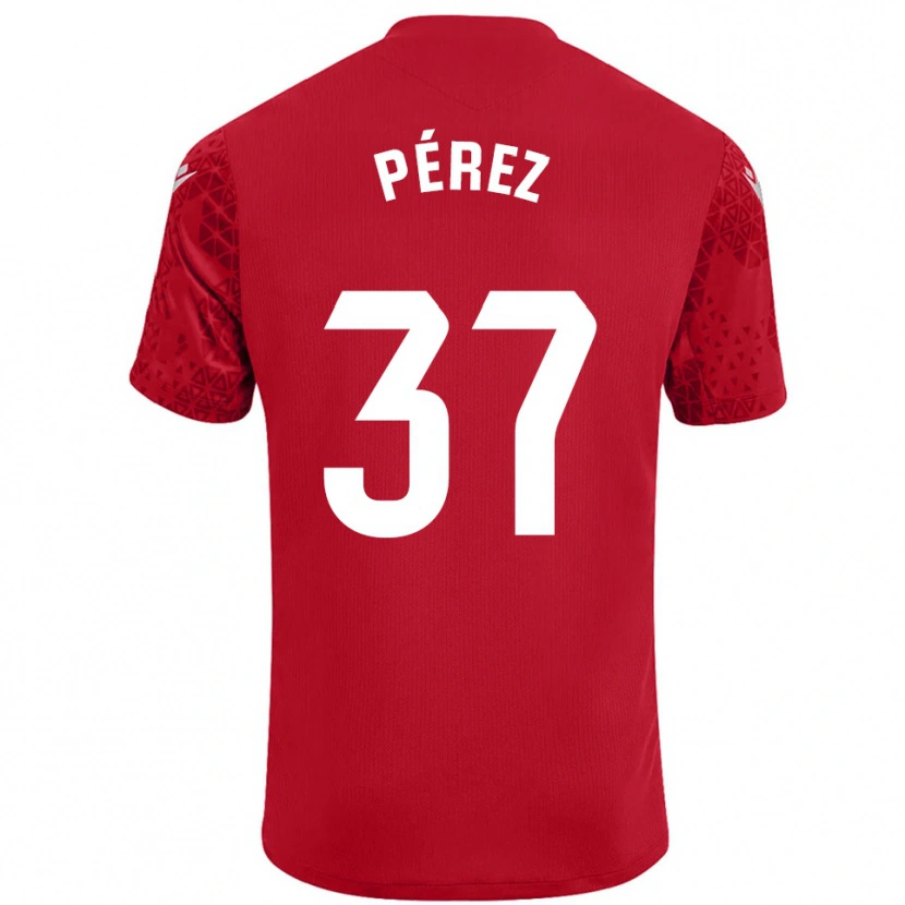 Danxen Mulher David Pérez #37 Vermelho Branco Camisola Guarda-Redes 2025/26 Camisa