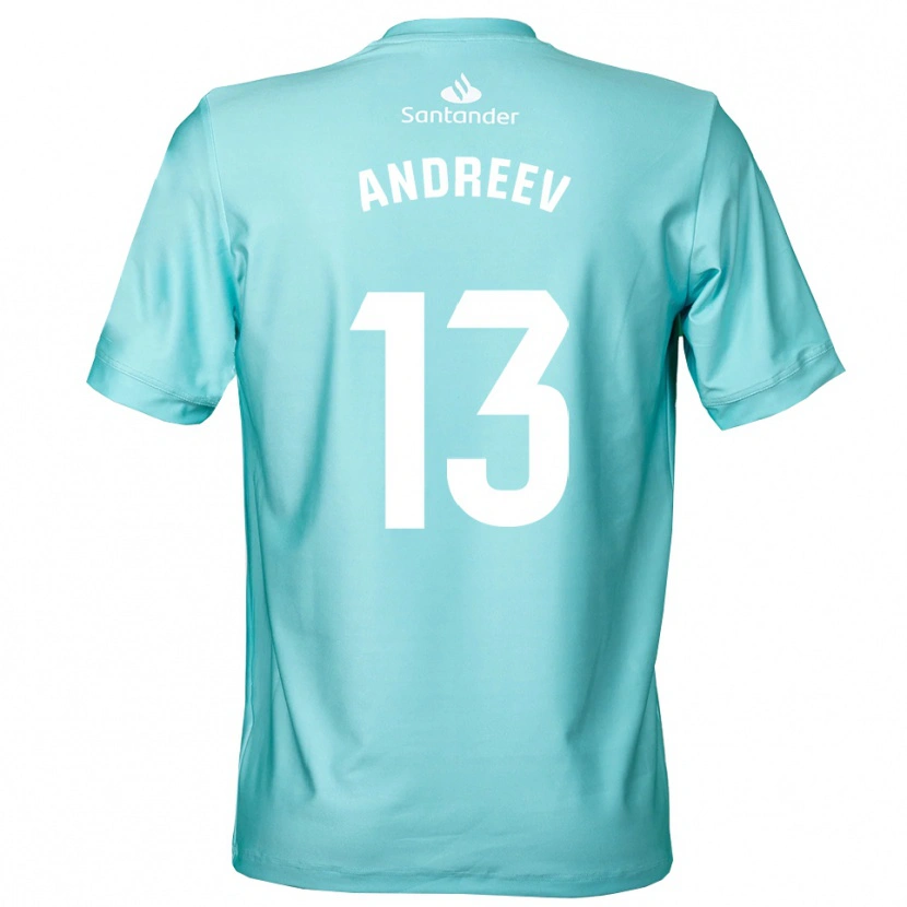 Danxen Mulher Plamen Andreev #13 Ciano Claro Branco Camisola Guarda-Redes 2025/26 Camisa