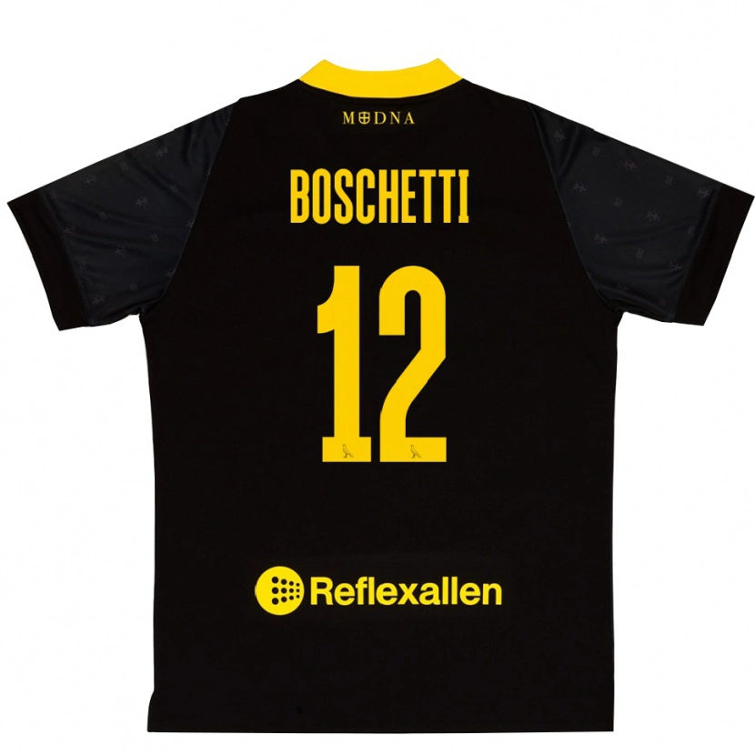 Danxen Mulher Matteo Boschetti #12 Preto Amarelo Camisola Guarda-Redes 2025/26 Camisa