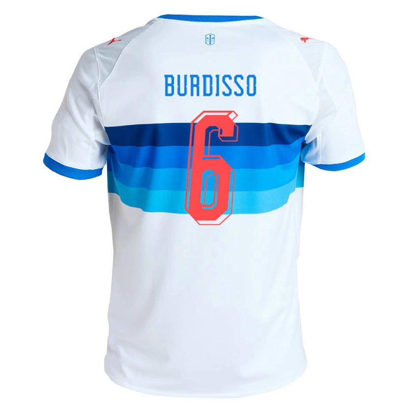 Danxen Criança Camisola Guillermo Burdisso #6 Branco Azul Celeste Principal 2026/27 Camisa