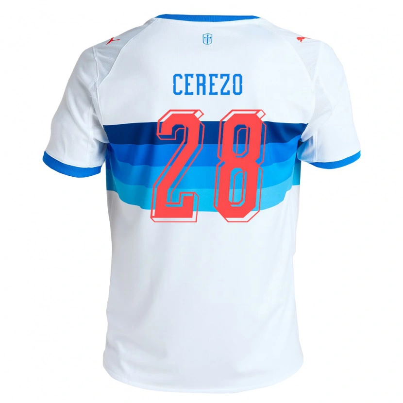 Danxen Criança Camisola Bernardo Cerezo #28 Branco Azul Celeste Principal 2026/27 Camisa