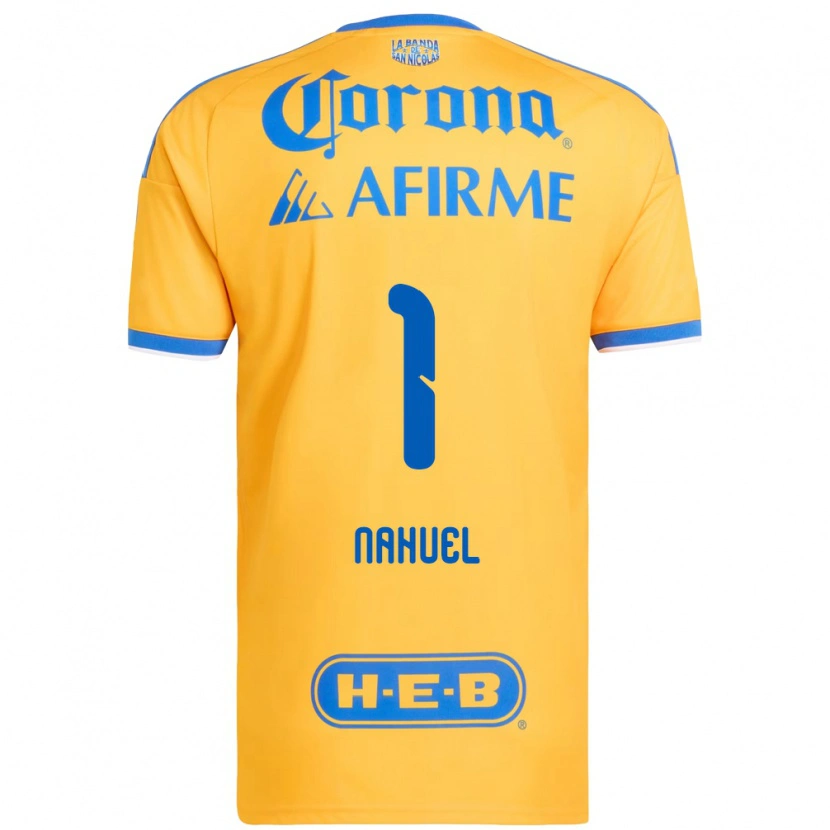 Danxen Criança Camisola Nahuel Guzmán #1 Amarelo Azul Principal 2026/27 Camisa