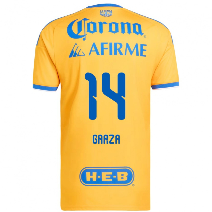 Danxen Criança Camisola Jesús Garza #14 Amarelo Azul Principal 2026/27 Camisa