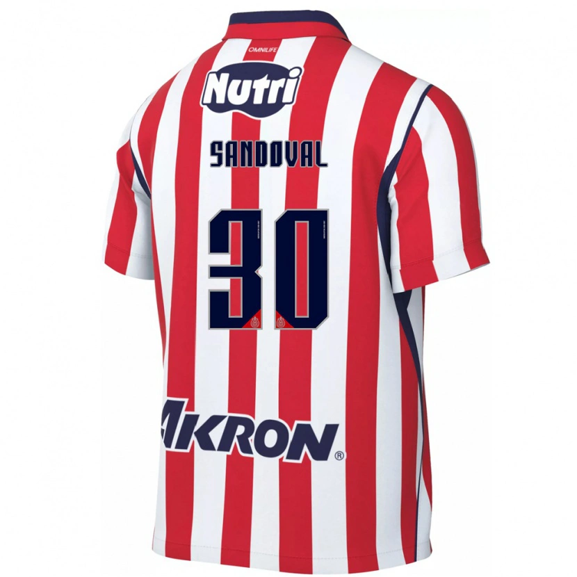 Danxen Criança Camisola Santiago Sandoval #30 Vermelho Branco Principal 2026/27 Camisa