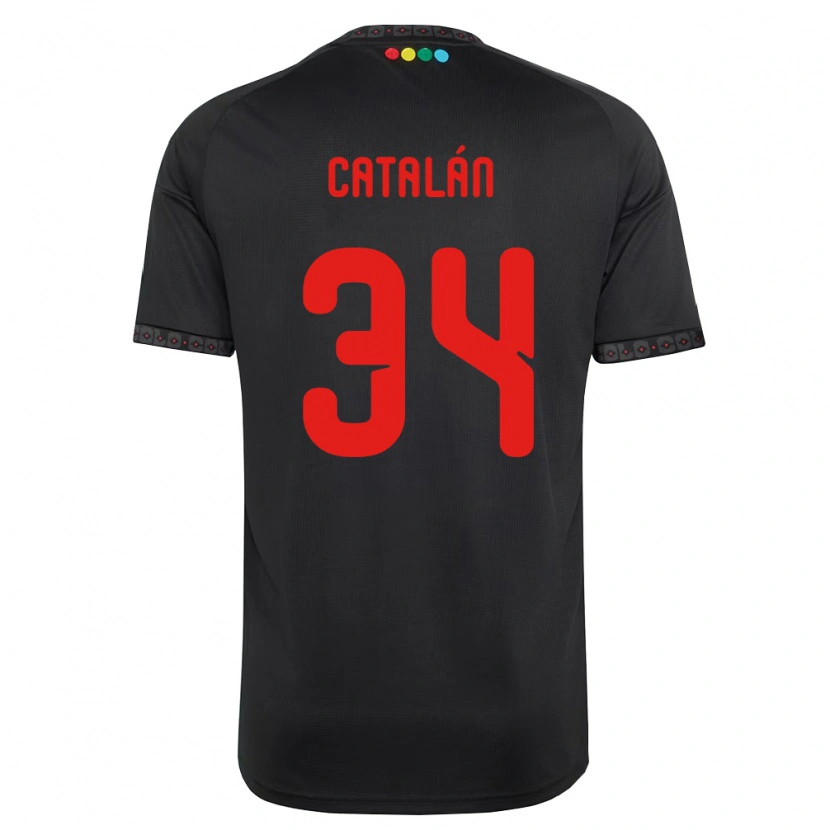 Danxen Criança Camisola Rodrigo Catalán #34 Preto Vermelho Alternativa 2026/27 Camisa