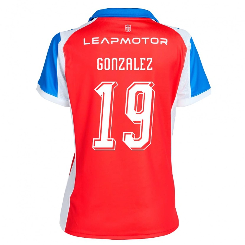 Danxen Criança Camisola Bryan González #19 Vermelho Azul Alternativa 2026/27 Camisa