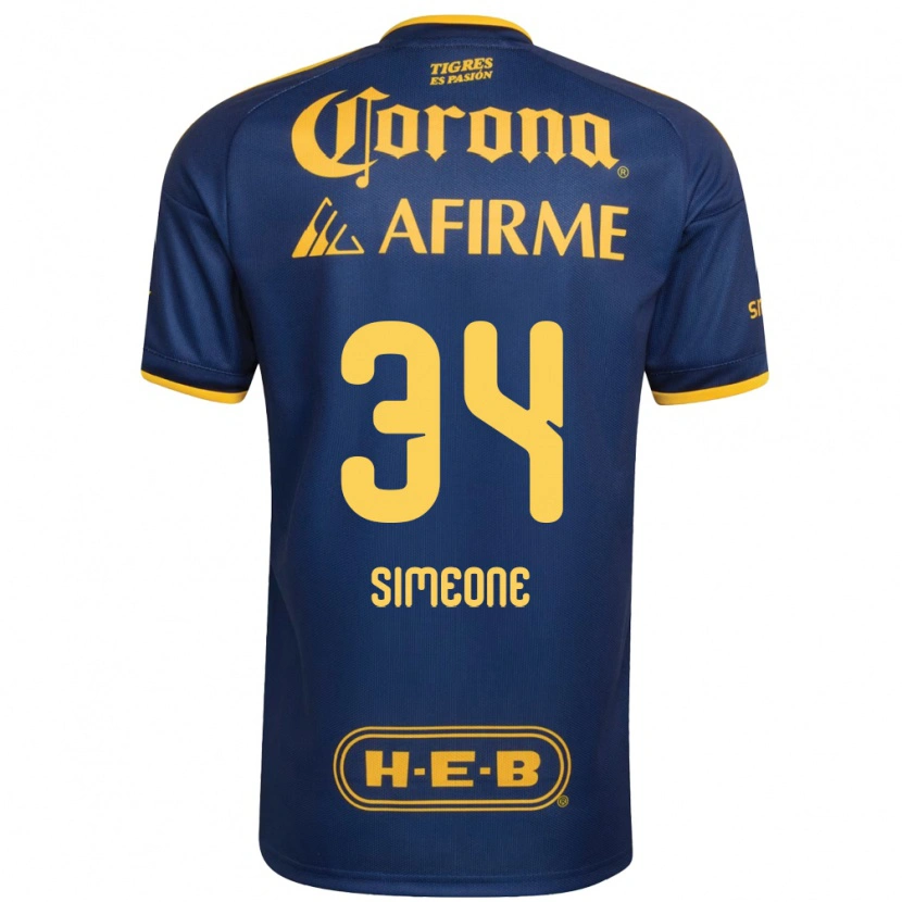 Danxen Criança Camisola Henrique Simeone #34 Azul Real Amarelo Alternativa 2026/27 Camisa